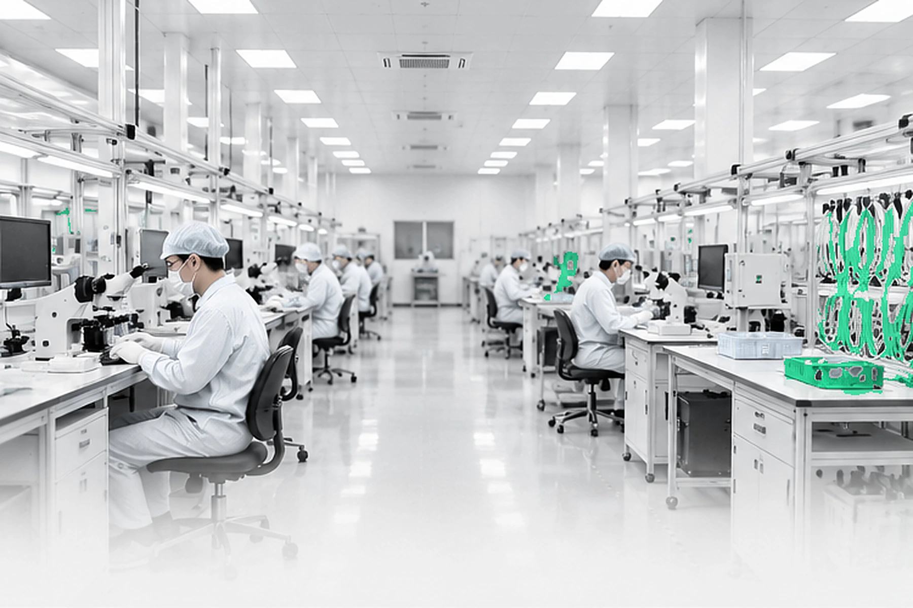 Illustrative optical component production workspace