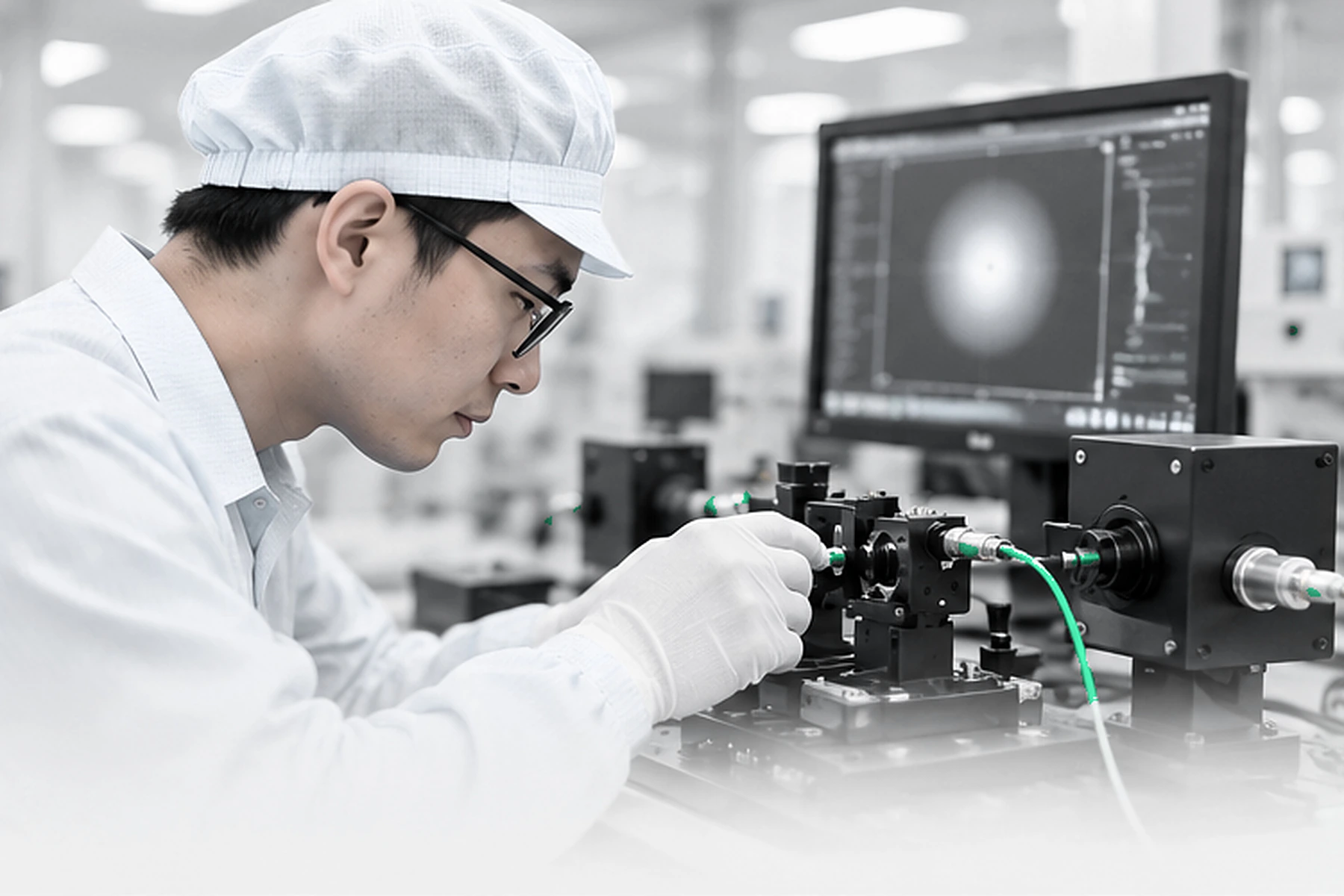 Illustrative precision optical component alignment and testing