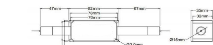 Package dimensions for 980-1080nm 50W/100W TGG High Power Optical Isolator