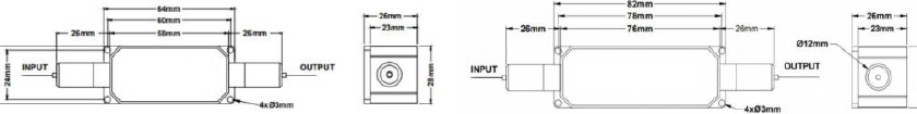 Package dimensions for 980-1080nm 20W TGG Multimode Optical Isolator