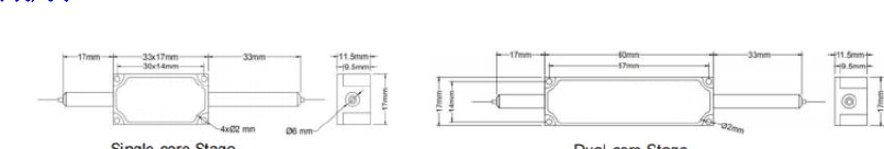 Package dimensions for 1310-1550nm 20W High Power Optical Isolator
