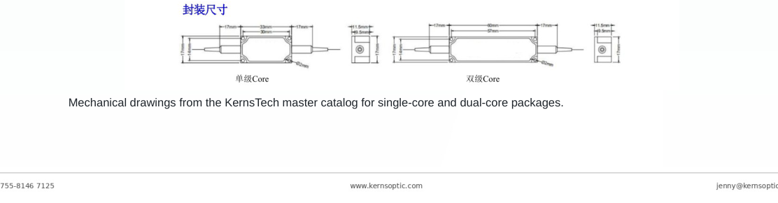 Package dimensions for 004 1064nm 2w in line optical isolator