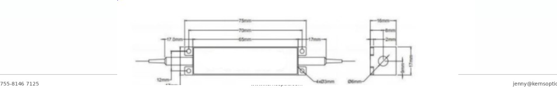 Package dimensions for 005 1064nm 10w tgg high power in line optical isolator