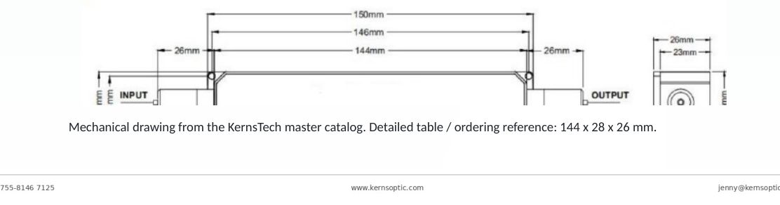 Package dimensions for 007 980 1080nm 10w dual stage tgg optical isolator