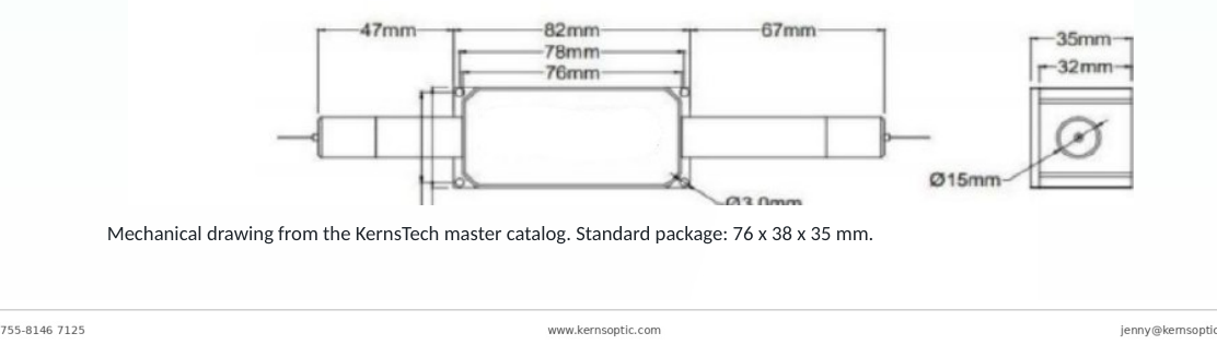 Package dimensions for 008 980 1080nm 50w 100w tgg high power optical isolator