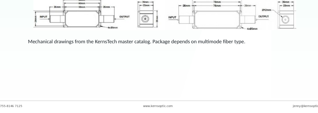 Package dimensions for 009 980 1080nm 20w tgg multimode optical isolator