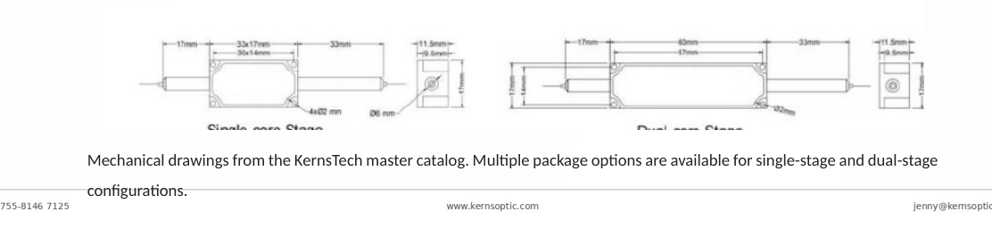 Package dimensions for 012 1310 1550nm 20w high power optical isolator