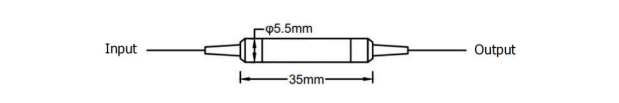Package dimensions for 038 780 2050nm fiber optic polarizer
