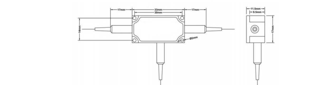 Package dimensions for 039 532nm 633nm pm pbs pbc