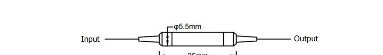 Package dimensions for 041 1064 2050nm 300mw pm faraday rotator