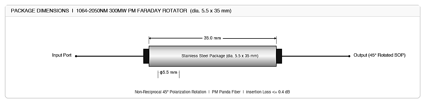041 1064-2050nm 300mW PM Faraday Rotator, Center Wavelength: 1064, 1310, 1480, 1550, 1950, 2000, 2050 – KernsOptic