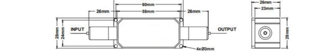 Package dimensions for 042 780 1080nm 20w tgg high power faraday rotator
