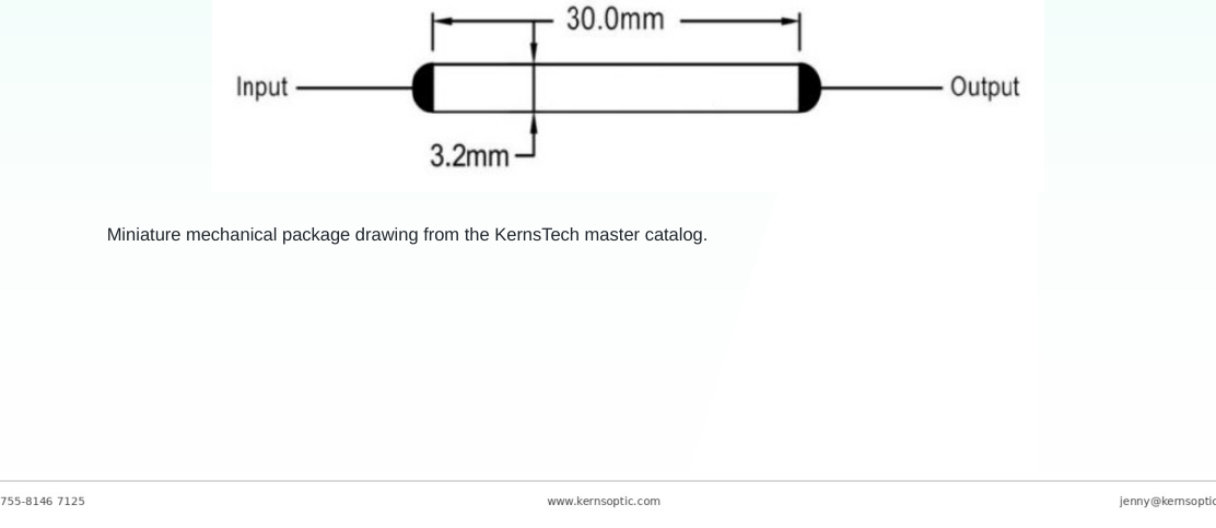 Package dimensions for 049 mini size pm optical isolator