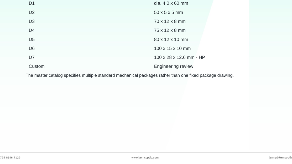 Package dimensions for 063 nx1 pump combiner