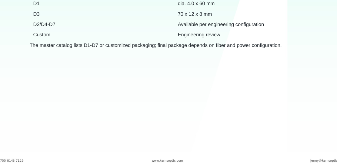 Package dimensions for 064 2 plus 1 x1 pm pump and signal combiner