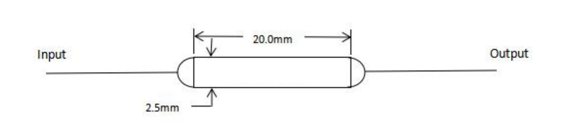 Package dimensions for 130 1310 1550nm 500mw mini single mode optical isolator