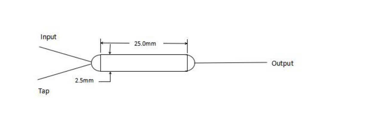 Package dimensions for 131 ultra mini single mode tap plus optical isolator hybrid
