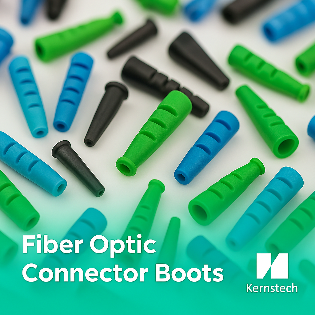 Custom fiber optic connector boots and strain relief
